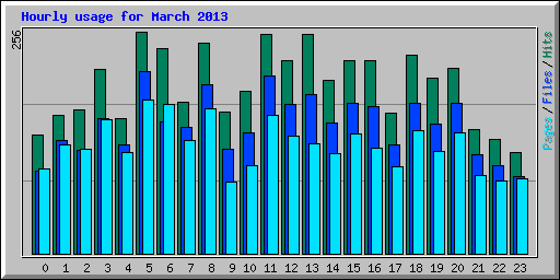 Hourly usage for March 2013